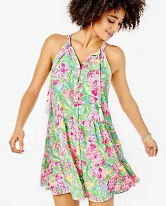 NWT Lilly Pulitzer Carolane Pear Necessities Lileeze Halter Swing Dress Size L - Picture 1 of 9