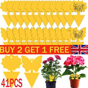 41Pcs(set) Yellow Sticky Fly Traps Paper Traps Fruit Flies Aphids Glue Catcher - Picture 1 of 15