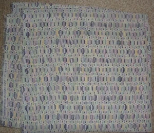 Ivory, Blue, Purple, Olive & Yellow Woven Sheer Print Fabric - 1 1/3 yards  - Picture 1 of 1