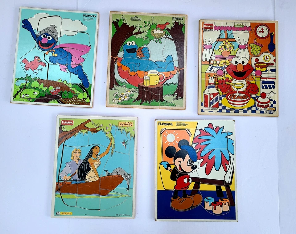 Lote de rompecabezas vintage Playskool Disney Plaza Sésamo Elmo Mickey Pocahontas  Foto 1 de 4