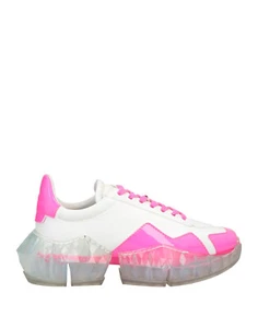 $1050 Designer JIMMY CHOO Women Pink Diamod Shoes Fashion Sneakers Trainers 37.5 - Picture 1 of 5