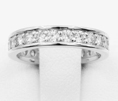 3MM White Round Cut Stone Eternity Engagement Wedding Band Ring For Women - Image 1 of 4