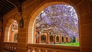Anime Old Building Trees Jacaranda Blooming Gaming Mat Desk 7554 - Picture 1 of 1