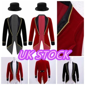 UK Boy Girl Lapel Tuxedo Tailcoat with Felt Hat Victorian Halloween Costume Sets - Picture 1 of 30