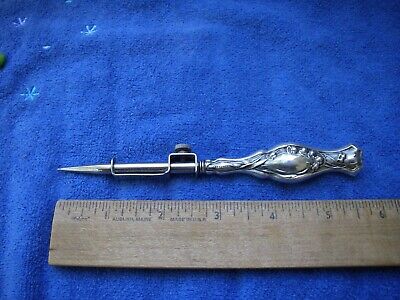 UNUSUAL Sterling Handle RIBBON WINDER-LILY OF THE VALLEY Floral Pattern • 53.43$