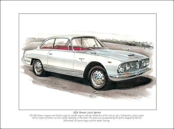 ALFA ROMEO 2600 SPRINT - Fine Art Print A4 size - Italian Saloon Car by Bertone - image 1 of 1