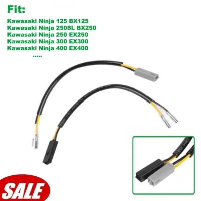 Cables conectores de luces de señal de giro de 2 cables para Kawasaki Ninja 300 400 650 1000 Foto 1 de 4