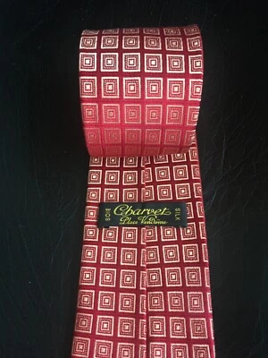 Corbata de seda de lujo geométrica dorada coral Place Vendome Paris Charvet hecha en Francia Foto 1 de 4