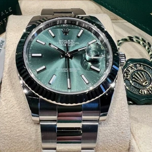 Rolex Datejust 41 mm 126334 Mint Green UNWORN 2024 Oyster FULL SET BOX & PAPERS! - Picture 1 of 16