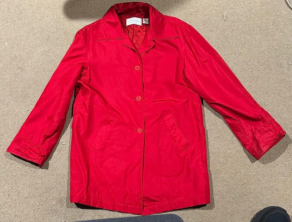 Dana Buchman Silk Red Jacket Button Women's Lightly Quilted XS - Image 1 of 4