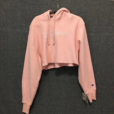 Champion Womens Hoodie Pink Small Cropped Reverse Weave Sweatshirt NWT - Image 1 of 4