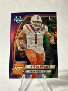 2024 Bowman Chrome University U Kyron Drones Purple #/399 Virginia Tech Rookie - Picture 1 of 2