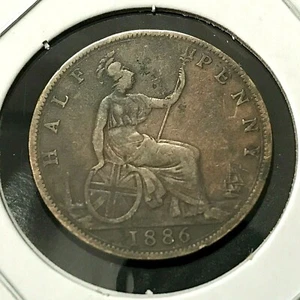 1886 GREAT BRITAIN 1/2 PENNY HIGH GRADE COIN - Picture 1 of 2