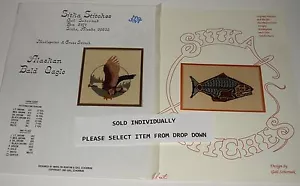 Sitka Stitches Gail Schornak Needlepoint Cross Stitch Chart Halibut Eagle  - Picture 1 of 4