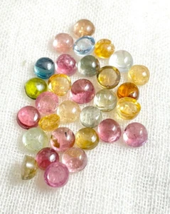 NATURAL TOURMALINE AAA+ LOOSE GEMSTONE 4 MM ROUND CABOCHON 30 PEICE 10.20 CARATS - Picture 1 of 12
