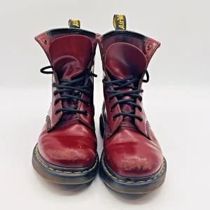 DR. MARTEN'S Oxblood Red 11821 1460 Smooth Leather Lace Up Boots SEE DESC - Picture 1 of 14