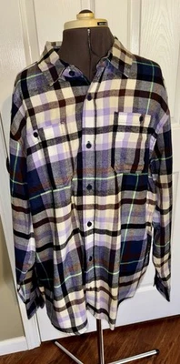Alpine Design Men's Purple Plaid Flannel Long Sleeve Soft Shirt Size L/XL - Image 1 of 3