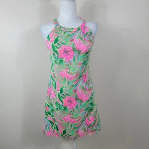 Lilly Pulitzer Shift Dress 14 (Fits 4/6) Pink Floral Scallop Hem Resort Tropical - Picture 1 of 16