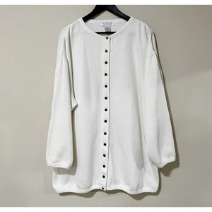 Vintage Lingerie Nordstrom Size XL White Snap Button Down Cardigan Sweater  - Picture 1 of 7