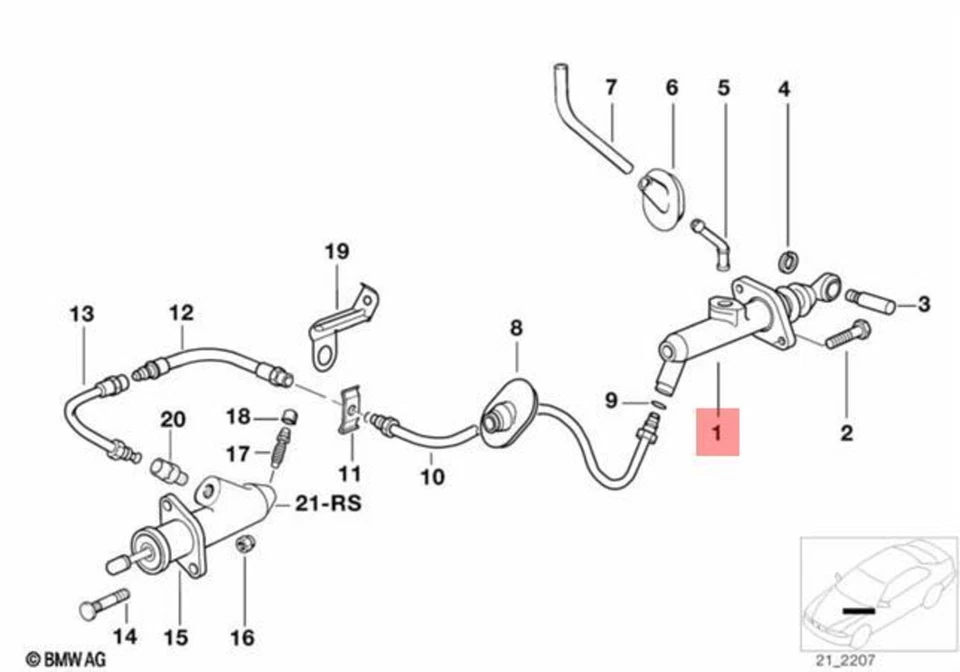 Genuine BMW E38 Sedan Clutch Input Master Cylinder OEM 21521162353 - Image 1 of 1
