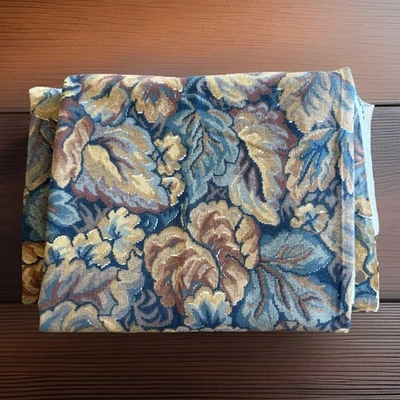 Cyrus Clark Leaf Foliage Fabric Blue TEFLON Cotton "Camden" **2 PIECES (3yds) * - Image 1 of 4