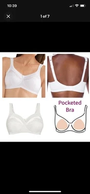 Sujetador Amoena Mastectomía Bolsillo Isadora Sujetador Suave Sin Aros - Blanco 38A Nuevo con Etiquetas Foto 1 de 4