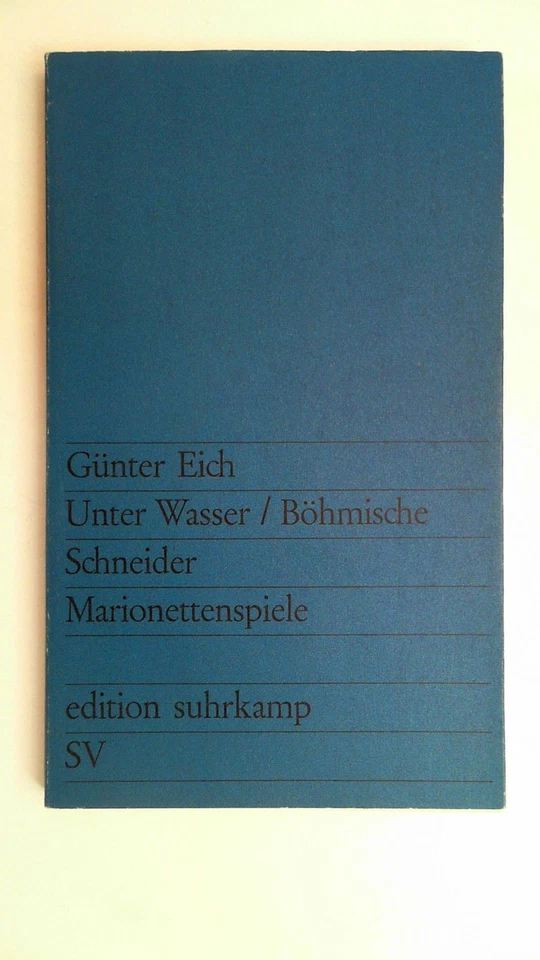 Marionettenspiele: Unter Wasser. Böhmische Schneider (Edition Suhrkamp 89), Eich - Bild 1 von 1
