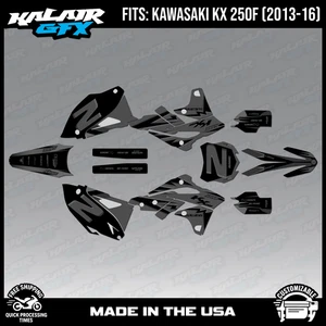 Graphics Kit for Kawasaki KX250F (2013-2016) KX 250F Vizion Series - Smoke - Picture 1 of 4