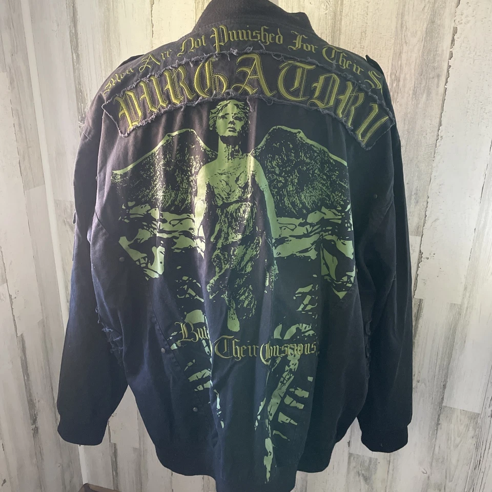 Винтажный Y2K Blac этикетка ангелов Affliction стиль готики кибер панк куртка 6XL недостаток - Изображение 1 из 4