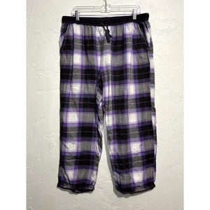 DKNY purple plaid pajama pants womens XL cozy comfort lounge loungewear comfy - Picture 1 of 6