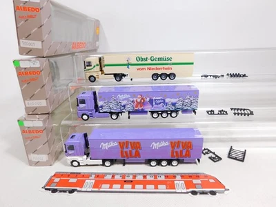 Albedo H0 1:87 3x Autoarticolato / Sz Renault: Milka + Frutta/Verdure Mint + Box - Immagine 1 di 4