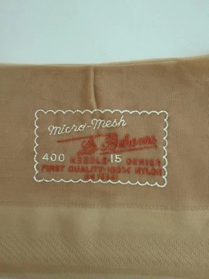 Винтажные бесшовные сетчатые чулки La-Boheme длина 33 1/2 дюйма под правую руку+T - Изображение 1 из 4