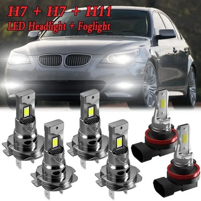 Para BMW 528i 535i 550i 2008 2009 2010 6x Faros LED Bombillas antiniebla altas bajas Foto 1 de 4