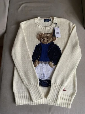 Suéter Jersey Polo Ralph Lauren Mujer Oso Peluche Crema XS-S £449 Foto 1 de 4