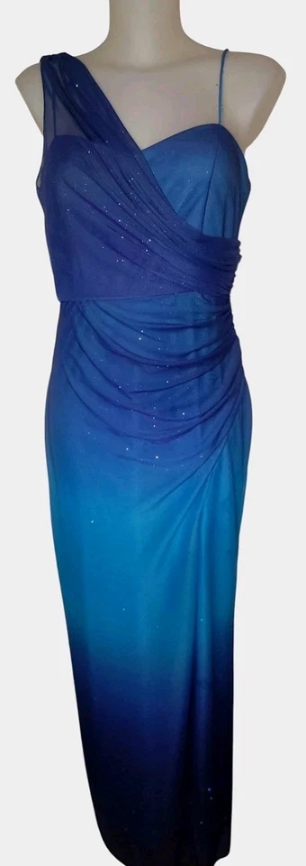 Vtg Y2K Womens Blue Ombre Glittery Fairy Whimsigoth Grunge Formal Dress Sz 8 - Image 1 of 4