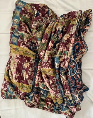 MANTA ACOGEDORA JOHNNY WAS LAURIE, ESTILO REVERSIBLE H16022-O, FLORAL/MULTI, NUEVA CON ETIQUETAS Foto 1 de 4