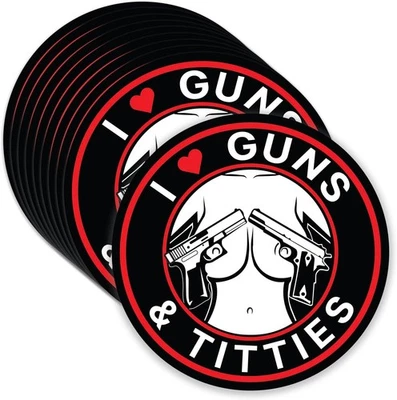 AMERICANSTICKERDEPOT 10 Pack “I Love Guns” 3" Waterproof Vinyl Decal Durable UV/Weatherproof Sticker