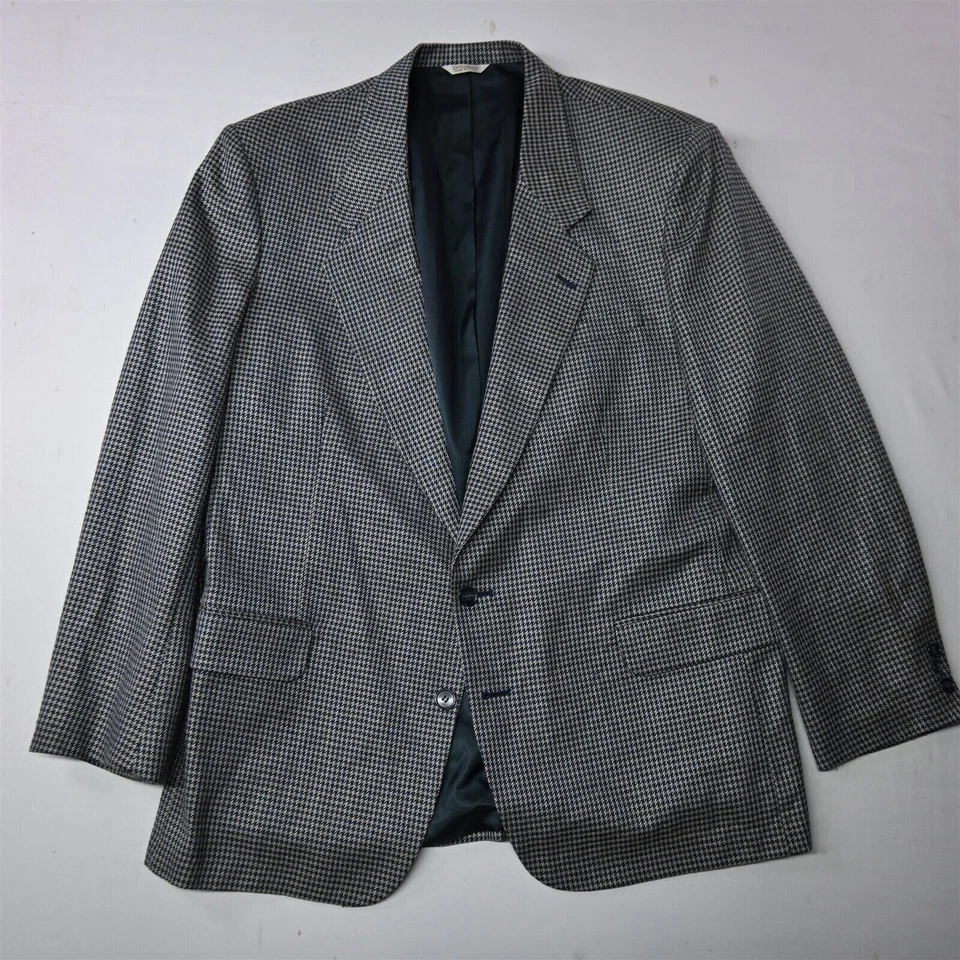Blazer Abrigo Deportivo Chaqueta De Colección 46L Hecho en EE. UU. Azul Pata de Gallo Lana Tweed Para Hombres Foto 1 de 4