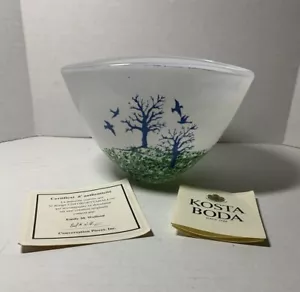 Vintage Kosta Boda Artist Signed Glass Bowl 3.75" Certificate Of Authentication - Picture 1 of 13