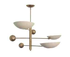 3 light Pendant Mid Century Modern Raw Brass Sputnik chandelier light Fixture