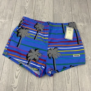Deadstock Vintage 1980s Pierre Bonee Shorty Swim Trunks Rainbow Boys L 16-18 - Picture 1 of 8