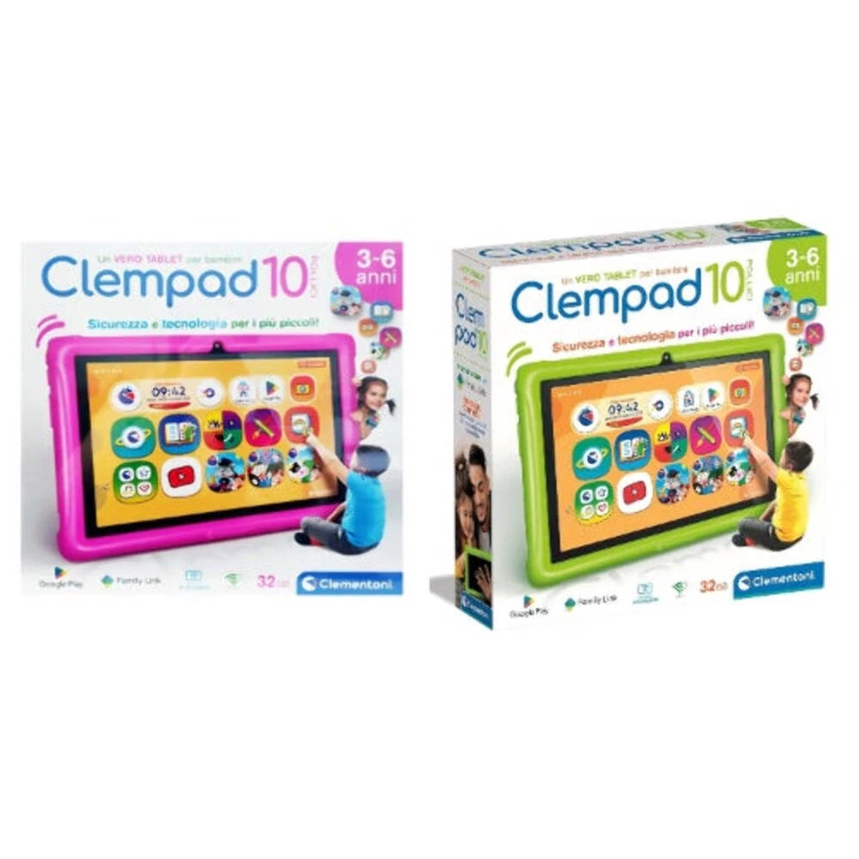 ELETTRONICO 16795 CLEMPAP 10'' - 3-6 ANNI BUMPER ROSA/VERDE ASST. - Immagine 1 di 1