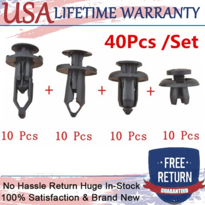 40Pcs Car Body/Bumper Push Pin Rivet Retainer Trim Moulding Clip Assortments New - Image 1 of 4