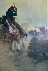 1906 Vintage Magazine Illustration Western Posse Chasing Outlaw N C Wyeth - Picture 1 of 2