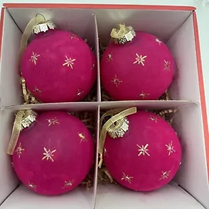 Martha Stewart 4 Glass Pink Fuchsia Felt Star Christmas Ornaments - Picture 1 of 10