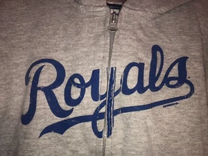 Kansas City KC Royals Boy Girl Size 6 Small Youth Gray Fleece Jacket Hoodie EUC - Picture 1 of 5