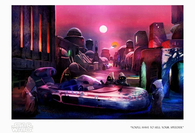Jawas Eisley Landspeeder Autos Usados Compras Star Wars Bellas Artes Giclée sobre Papel Foto 1 de 1