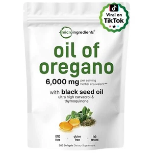 Micro Ingredients Oil of Oregano, 300 Softgel | Oregano Oil with Black Seed Oil - Picture 1 of 6