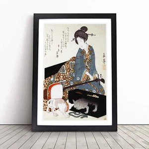 Woman with a Cat Framed Canvas Wall Art Print Poster Picture, Home Decor - Picture 1 of 9