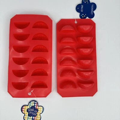 Juego de 2 moldes de caramelo bandeja cubitos de hielo de plástico con cuña para rebanadas de sandía Foto 1 de 4